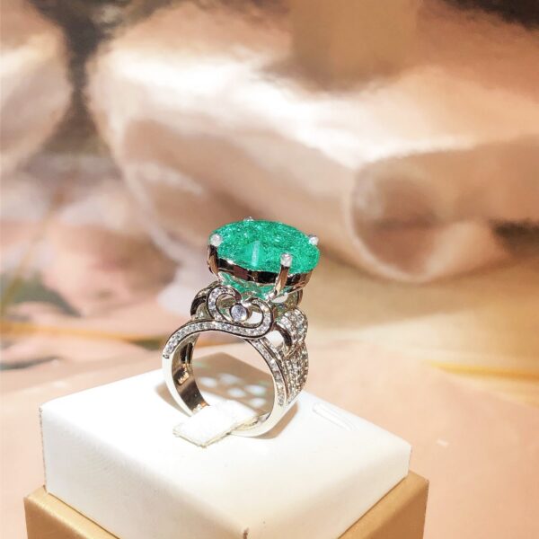 9933a112fe97ea38 Elegant Paraiba Emerald S Sier Heart Full Diamond Couple Ring For Women Lover Geometric Valentine Day Gift Party Jewelry