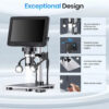 7 Inch 1080P LCD Digital Microscope 50X-1200X Soldering Electronics Microscopes With LED Lights Support PC Computer