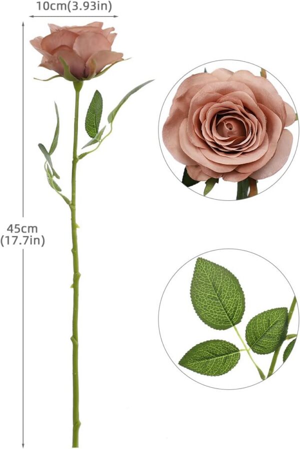 Artificial Rose Flower Dusty Rose Flower Silk Flowers 12 pcs with Long Stem Silk Roses Bouquet for Wedding Bridal Shower Party Home Decoration