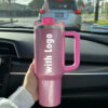 Electric 40oz Tumbler Yellow Orange Green QUENCHER H2.0 Stainless Steel Tumblers Cups with Handle Lid and Straw Winter Neon Pink Car Mugs GG0326