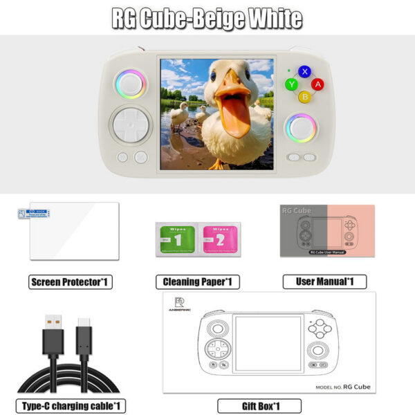9969ed8df4b3463a ANBERNIC RG Cube Retro Handheld Game Console 64bit Android 13 Unisoc T820 3.95 Inch IPS Screen Hall Joystick RGB lighting effect