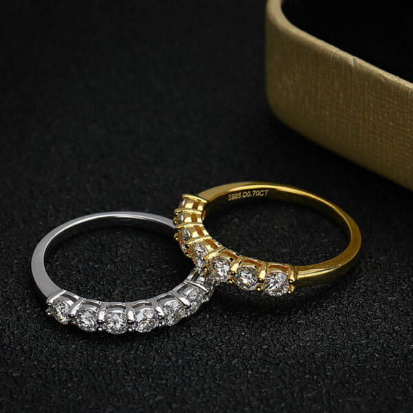 997a2df5deabccd5 Smyoue 0.7CT 3mm Gemstone Moissanite Rings for Women S Sier Matching Wedding Diamonds Band Stackable Ring White Gold Gift
