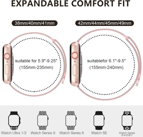 997b04e356c58efb OULUOQI Compatible with Apple Watch Band Series 9, Ultra/Ultra 2, SE 8 7 6 5 4 3 2 1 38mm 40mm 41mm 42mm 44mm 45mm 49mm Women and Men, Stainless Steel Milanese Loop Magnetic Clasp Replacement for