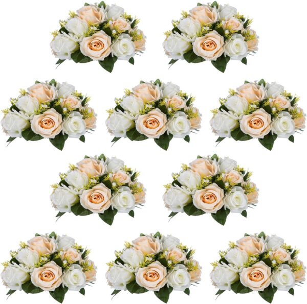 997f45f8fc08a7b2 NUPTIO Flower Ball Arrangement Bouquet - 2 Pcs 9.5 inch Diameter Dusty Rose Fake Flowers Roses Balls for Centerpieces Tables - Artificial Rose Arrangements for Wedding Centerpiece Table Decorations