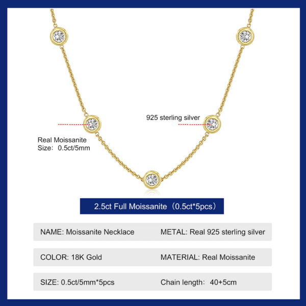99b00474e2a59b53 5mm 5 Stones Bubble Moissanite Necklace Certified Original Gold Plated Sier Diamond Choker Chain for Women Jewelry GRA