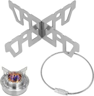 KBNIAN Kreuz Ständer Alkohol Kreuzständer Topfkreuz Tragbar Edelstahl Alcohol Stove Zubehör Ultraleichter Campingkocher Zubehör für Draussen Wandern Camping (9,6 * 2,9 * 0,1 cm)