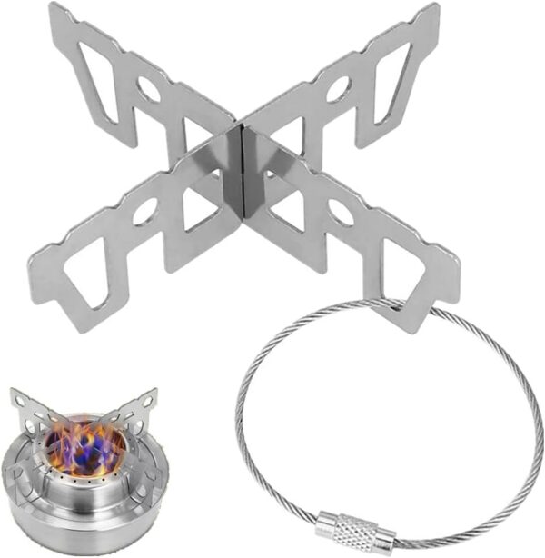 KBNIAN Kreuz Ständer Alkohol Kreuzständer Topfkreuz Tragbar Edelstahl Alcohol Stove Zubehör Ultraleichter Campingkocher Zubehör für Draussen Wandern Camping (9,6 * 2,9 * 0,1 cm)