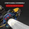 Built-in battery LED Headlamp DC Rechargeable Headlight Zoomable Lamp Waterproof Head Light for fishing,camgping outdoor