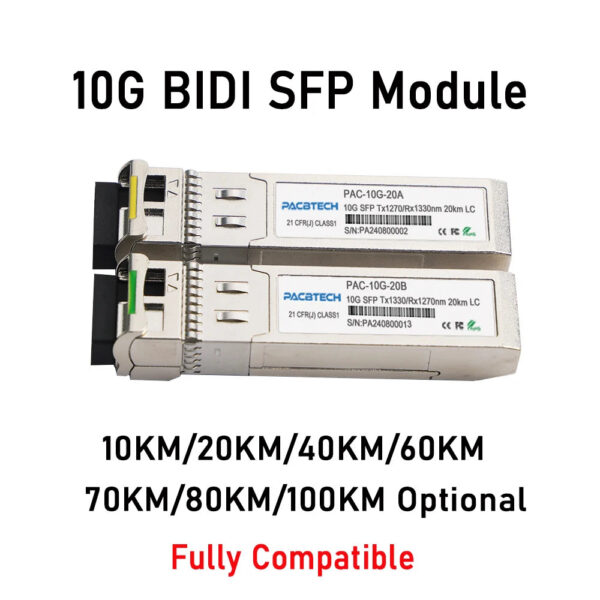 10G SFP+ Fiber Module Transceiver BIDI 10KM,20km,40km,60km,70KM,80KM,100KM LC  WDM 1270/R1330nm Cisco Mikrotik Use 2pc
