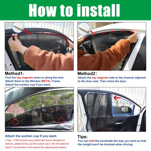 Ovege Shades Magnetic 2pcs Universal Car Screen Mesh Side Sun Shade Automotive W