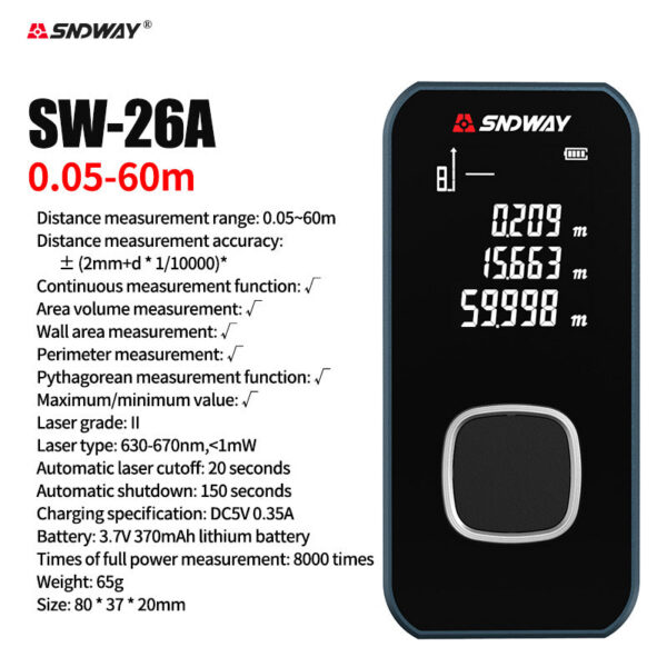 Mini Metal Laser Distance Meter 40M 50M 60M 100M IN FT M Tape Measure Trena Lazer Rangefinders OLED Display Construction Tools