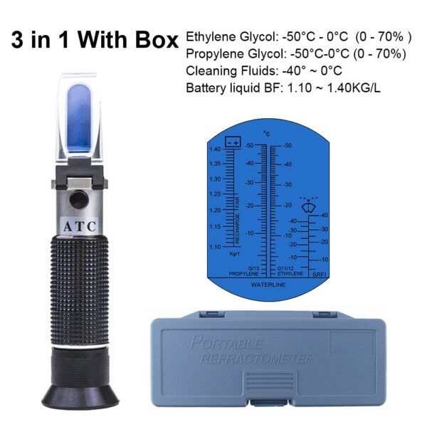ATC Refractometro Antifreeze Freezing Point Coolant Tester Adblue Concentration Ethylene Glycol Car Battery Refractometer