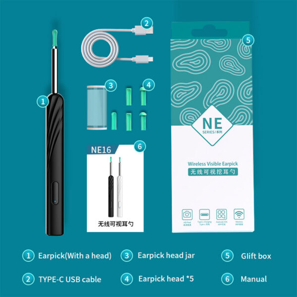 9a229ff87365eceb Wireless Smart Cleaning Endoscope Visual Pick Spoon Otoscope Earpick Ear Cleaner Wax Removal Earwax Remover Camera