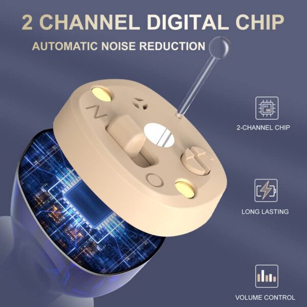 Aids, Newest 2- Channel Digital Rechargeable Aids Charging Box Indicating Remaining Power, Invisible Personal Sound Hearing Amplifier with Intelligent Noise Reduction (White)