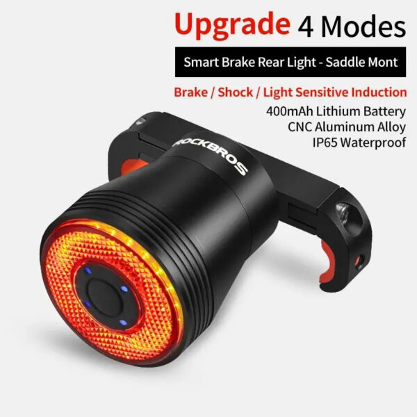 9a3246d0d049e415 ROCKBROS Bicycle Smart Auto Brake Sensing Light IPx6 Waterproof LED Charging Cycling Taillight Bike Rear Light Accessories Q5