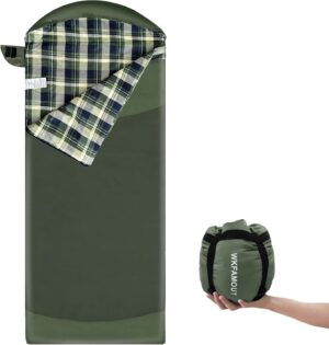 Backpacking Flannel Sleeping Bag Lightweight for Adults Hiking Ultralight Compact Sleeping Bag Portable Warm Weather Summer with Compression Sack