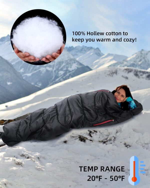 9a431a50213ead1b Sleeping Bag for Adults 220×85cm, 3-4 Season Warm & Cool Weather Sleeping Bag with Zippered Holes for Adults & Kids Camping,Traveling, Music Festival and Outdoors,1.9KG