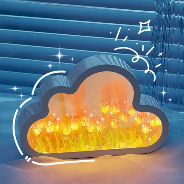 9a45722cb946e6e3 1pc Handmade DIY Creative Gift Tulip Flower Sea Night Light, Atmosphere Lamp, When The Light Is Turned Off, It Functions As A Mi