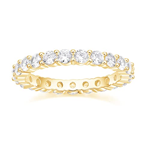 Trumium Sier Wedding Round Zirconia Diamond Full Eternity Stackable Engagement Ring for Women Jewelry 3mm