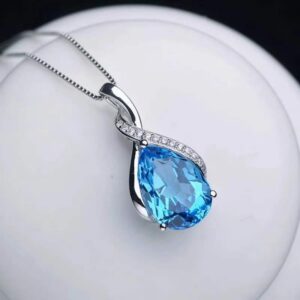 9a631d3a1fa96289 Buyee Sterling Sier Amethyst Pendant Light Blue Stone Necklace for Woman Classic Family Party Fine Jewelry Chain