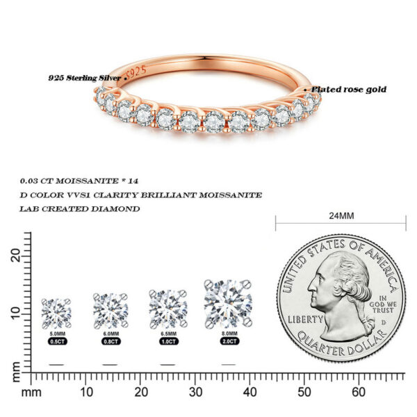 Bamoer U Moissanite Half Eternity Band Round Cut Diamond Sterling Sier Finger Ring Wedding Fine Jewelry Gifts