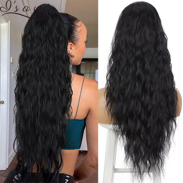 9a971257dbf56dba Long Curly Drawstring Synthetic Ponytails Women Black Blonde Red Ponytail Clip in Hair Extensions for Daily Cosplay