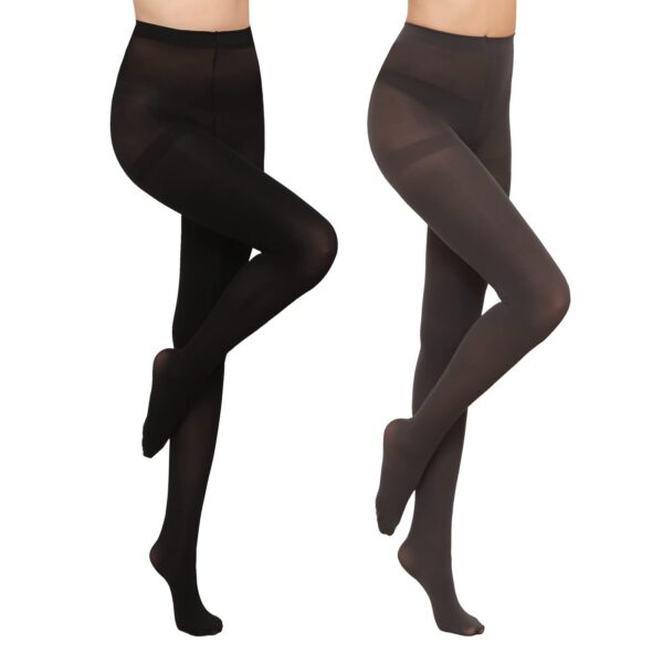 HA WA 2 Pairs Semi Opaque Tights, Winter Control Top 40D Microfiber Leggings for women