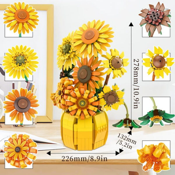 1009PCS Suower Building Blocks wer Bouquet Vase Model Bricks Set Idea Home Decoration Kids Educational Toys Holiday Gifts