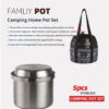 NOBANA Newest Outdoor Stainless Steel Pot Set Camping Family Pot Set 5L Portable Picnic Soup Pot Frying Steaming Household Pot