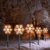 9aeb8bd04aed0162 Outdoor Christmas Snowflake Star Solar Powered Lawn Light Set Of 5PCS Waterproof Pathway Stake Lights