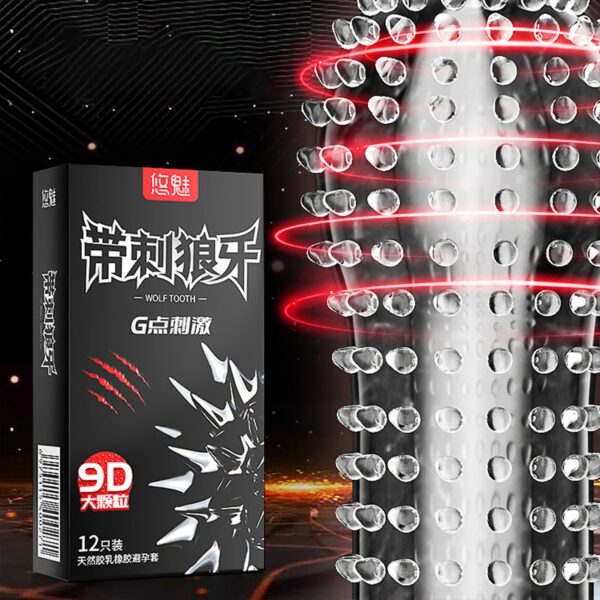 9b05fc5983a0c927 9D Dotted Large Spikes Condoms Sex Toys Great Stimulated for Women G-dot Spot High Sensitive Penis Sleeves Lubricanted 18+