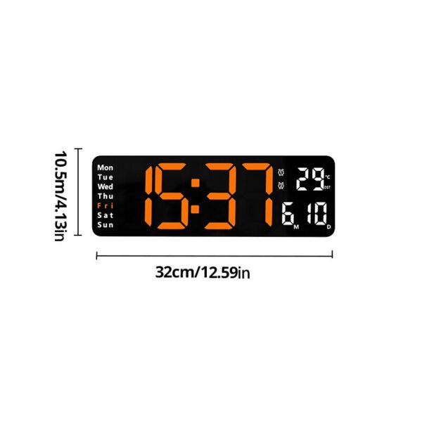 13/16 Inches Large LED Digital Wall ,Wall Mounted Remote Control Temperature Date Week Display Timer Dual Alarm Clock