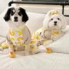 Duck Dog Pajamas, Cute Dog Clothes for Small Dogs Boy Girl, Pet Onesie Clothing, 100% Breathable Cotton, Yellow, Medium
