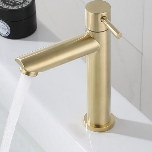BAOKEMO 1/2Inch 304 Stainless Steel Single Cold Water Tap Gold Black Sier Color Deck Mounted Basin Sink Faucet