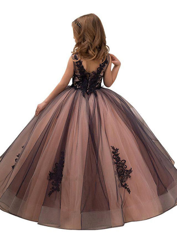 9b3f986e1c3c8865 MisShow Princess Satin Beaded Floor Length Red Flower Girl Black Appliques Girls Pageant Dress First Communion Dresses