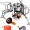 9b4a6b25266fe26a Odoland 3500W/6800W Windproof Camp Stove Camping Gas Stove with Fuel Canister Adapter, Piezo Ignition, Carry Case, Portable Collapsible Stove Burner for Outdoor Backpacking Hiking and Picnic