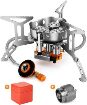 9b4a6b25266fe26a Odoland 3500W/6800W Windproof Camp Stove Camping Gas Stove with Fuel Canister Adapter, Piezo Ignition, Carry Case, Portable Collapsible Stove Burner for Outdoor Backpacking Hiking and Picnic
