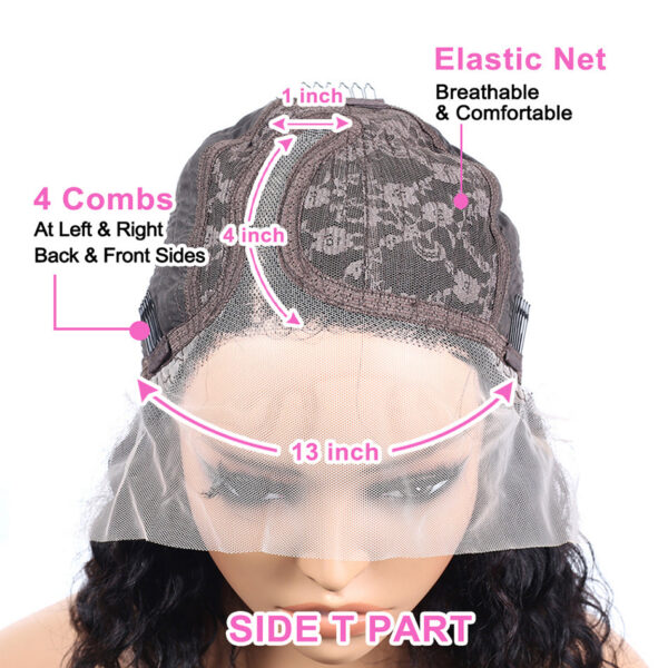 Brazilian Front Human Hair Short Bob Wig Pre Plucked Natural Color 4x4 Part Lace Wigs For Women
