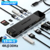 Lemorele 4K Hub C to Dual HDMI Gigabit Docking Station USB 3.0 VGA Adapter SD Card Readers for Windows Book Air