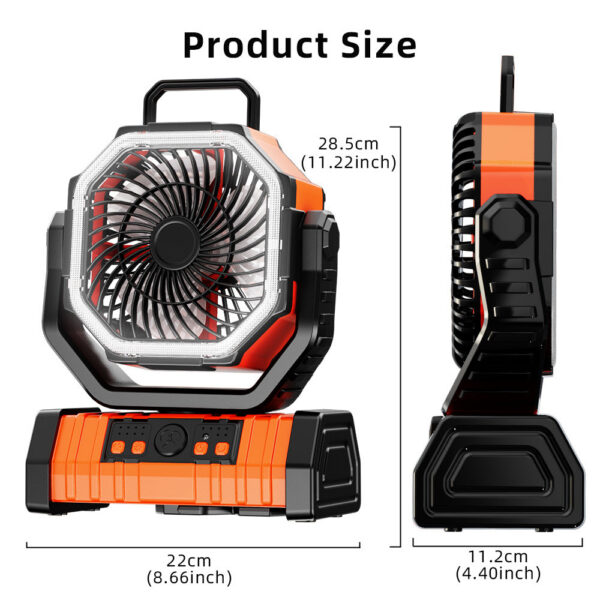 9b7d3a69a734e091 20000mAh Battery Operated Fan, Portable Rechargeable Desk/Camping with LED Light and Hook, Outdoor Fan for Tent Car Trip