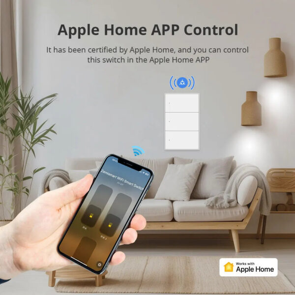 9b873fc550a9f4ed Zemismart Matter WiFi 1 2 3 4 6 Gangs Smart Wall Light Switch Neutral Required with Big Button SmartThings App Homekit Control