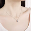 9b886dd2466a03ed 100% Original Sterling Sier Lovely Animal Rabbit Necklace Solitaire 2 Carat Lab Diamond Pendant Jewelry