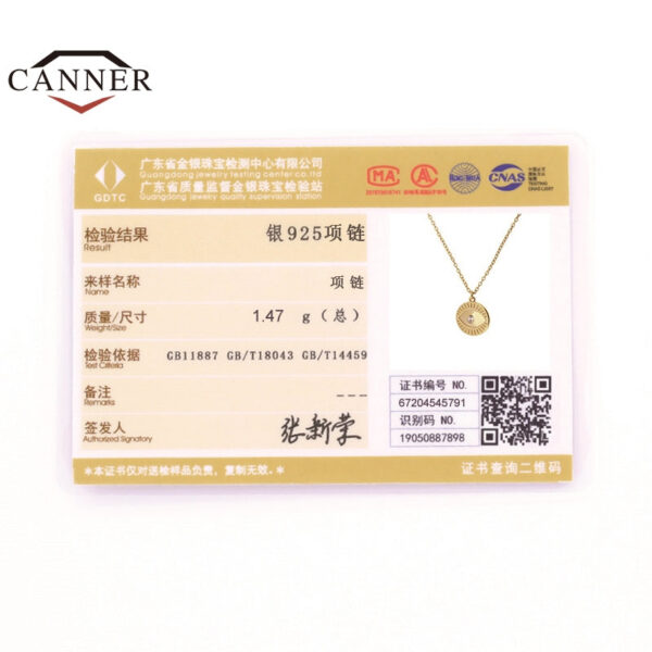 CANNER Real Sterling Necklace For Women Round Brand Geometric Eyes Diamond Clavicle Chain Sier Jewelry Collares