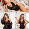 Avidlove Women Snap Crotch Lingerie Sexy Bodysuit Deep V Teddy One Piece Lace Babydoll