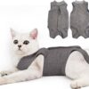 9b99bf6b2ec342d2 Cat Recovery Suit for Male and Female Surgical Post Surgery Soft Cone Onesie Shirt Clothes Neuter Licking Protective Diapers Outfit Cover Kitten Spay Collar(M, Grey)