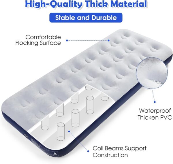 9b9a2e37e18abd2e Camping Air Mattress Inflatable Air Bed Flocked Surface Travel Bed Sleeping Pad Air Bed for Outdoor Camping Tent Guest Travelling