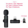 Mini Portable Wireless Tie Microphone Lavalier Mic For Iphone Android MobilePhone Interview Recording Live Vlog Broadcast Gaming