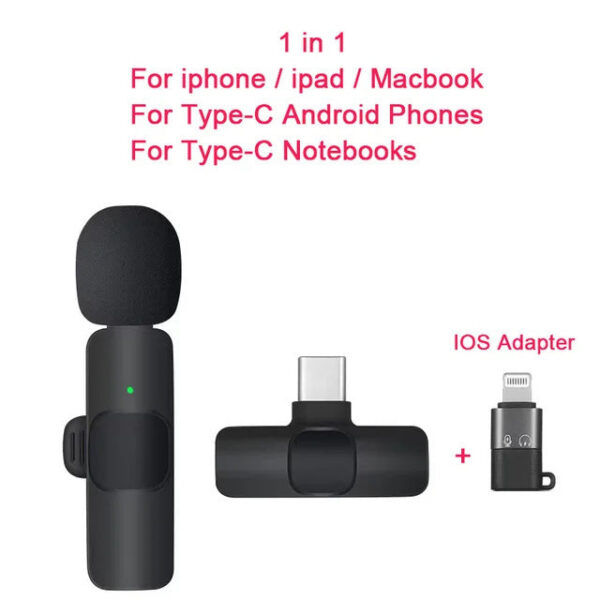 Mini Portable Wireless Tie Microphone Lavalier Mic For Iphone Android MobilePhone Interview Recording Live Vlog Broadcast Gaming