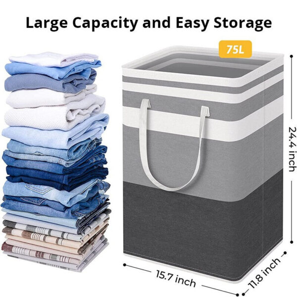 9bccce195dc8d1ed 1pc Grey Large Capacity Waterproof Cotton Linen Dirty Basket Simplified Clothes Sundrie Box Foldable Storage Bag