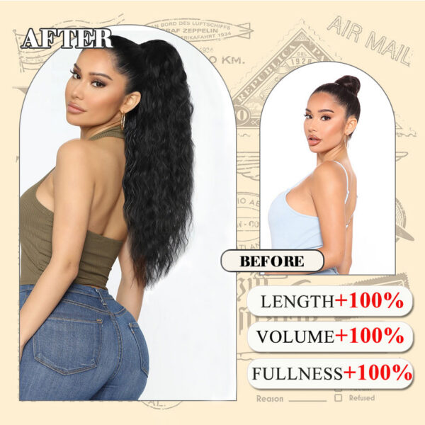 9bd4a49553ef43a7 Long Curly Drawstring Synthetic Ponytails Women Black Blonde Red Ponytail Clip in Hair Extensions for Daily Cosplay